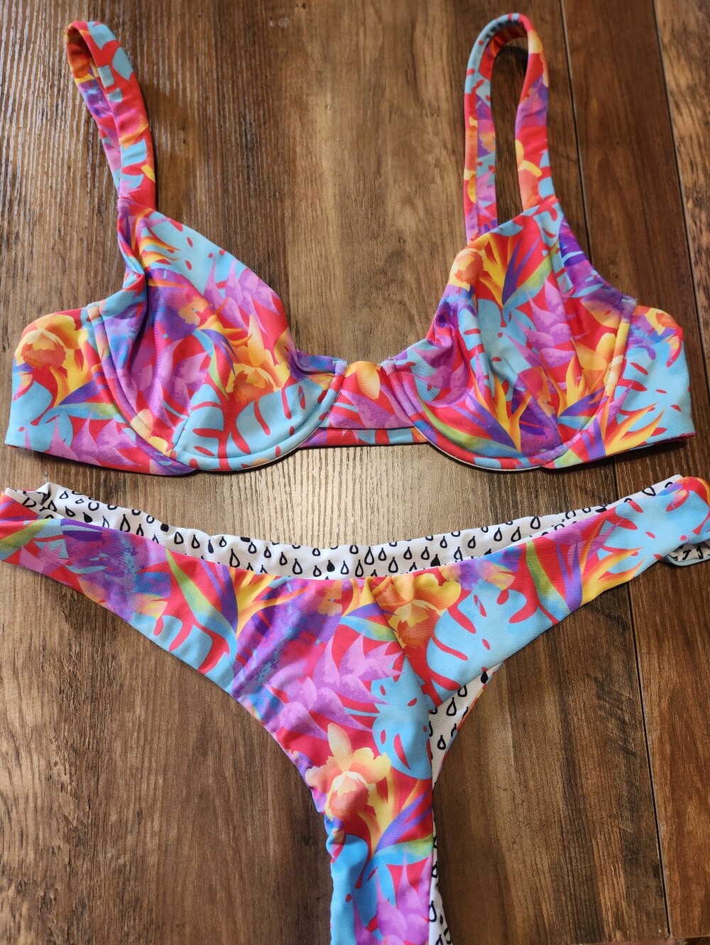 Moana Bikini Floral Multicolor Underwire Bikini Top and Bottom Set